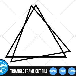 May include: A black triangle frame cut file for digital crafting projects. The file is available in SVG, DXF, PNG, and EPS formats.