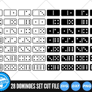Dominos SVG-Dateien | Fliesen schneiden Dateien | Domino SVG-Dateien | Dominosteine Vektor | Dominosteine Clip Art