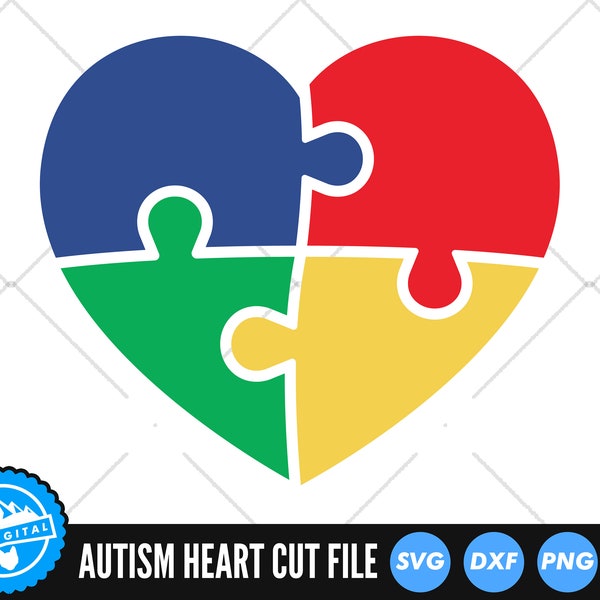 Autism Heart SVG Files | Autism Awareness Cut Files | Autism Puzzle Heart SVG Vector Files | Autism Jigsaw Vector