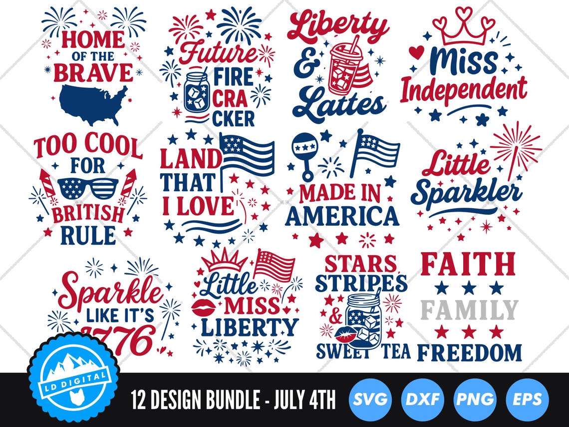 4th of July SVG Bundle, Patriotic Cut Files, USA Flag SVG, Independence ...