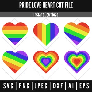 Stolz-Herz-Bundle SVG | Regenbogen Stolz 2020 SVG | Liebe siegt | Gay-Pride-Svg | LGBT Logo | Stolz SVG | SVG-Dateien für Cricut | Dateien schneiden |