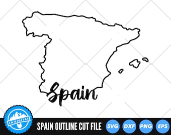 Espagne SVG | Espagne Couper des fichiers | Espagne contour SVG | Espagne Silhouette SVG | Clipart Carte Espagne | Vecteur d'Espagne
