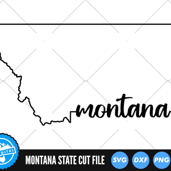 Montana Outline with Text SVG Files | Montana Cut Files | United States of America Vector Files | Montana Vector | Montana Map Clip Art