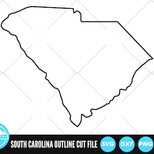 Arquivos SVG de contorno da Carolina do Sul | Arquivos de corte da Carolina do Sul | Arquivo vetorial dos Estados Unidos da América | Vetor da Carolina do Sul | Clip-art do mapa da Carolina do Sul