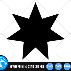 7 つの尖った星の SVG ファイル | 星の SVG カット ファイル | 星のシルエット ベクター ファイル | 7 つの尖った星のベクター | 星のクリップ アート | CnC ファイル