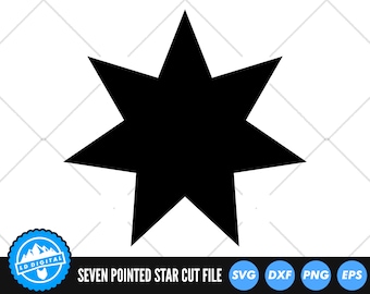 7 つの尖った星の SVG ファイル、星の SVG カット ファイル、星の