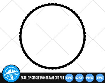 Scallop Circle Frame SVG Files | Scallop Circle Monogram Cut Files | Scallop Circle Vector Files | Scallop Circle Clip Art