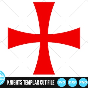May include: A red cross with a rounded shape, known as the Knights Templar Cross. This is a digital cut file for crafting projects.