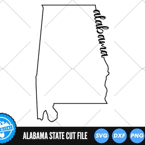Alabama Umriss mit Text SVG-Dateien | Alabama Schnittdateien | Vereinigten Staaten von Amerika Vektor-Dateien | Alabama Vektorgrafik | AL Landkarte Clip Art