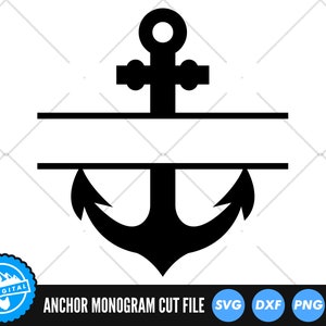 Anker Split Namensrahmen SVG-Dateien | Anker Monogramm Schnittdateien | Sea Anker Vektor-Dateien | Anker Clip Art | Silhouette | Cricut-Dateien