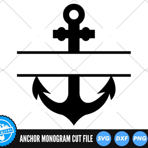 Anchor Split Name Frame SVG Files | Anchor Monogram Cut Files | Sea Anchor Vector Files | Anchorage Clip Art | Silhouette | Cricut Files