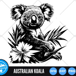 Koala SVG Files, Koala Cut Files, Australian Animal Vector, Koala Silhouette, Australia Clip Art, Cute Koala SVG, Baby Koala SVG