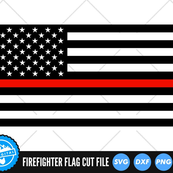 Firefighter Red Line US Flag | United States of America Flag | Fire Fighter Support | Fireman | Svg | Png | Dxf | AI | Jpeg