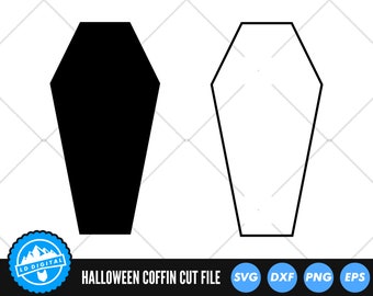 Coffin SVG Files | Halloween SVG Cut Files | Coffin Casket Silhouette Vector File | Halloween Clip Art | CnC Files