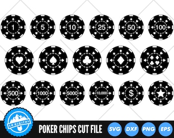 Poker Chips SVG Files | Casino Chips Cut Files | Gambling Vector Files | Poker Vector | Poker Clip Art | CnC Files | Poker Silhouette