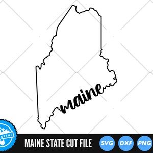 Maine Outline with Text SVG Files | Maine Cut Files | United States of America Vector Files | Maine Vector | Maine Map Clip Art