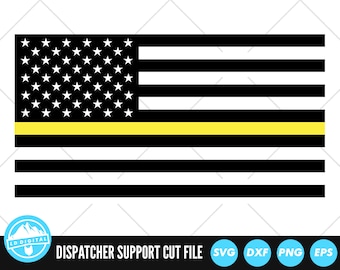 Dispatcher Yellow Line US Flag | United States of America Flag | Dispatcher Support | Svg | Png | Dxf | AI | Jpeg