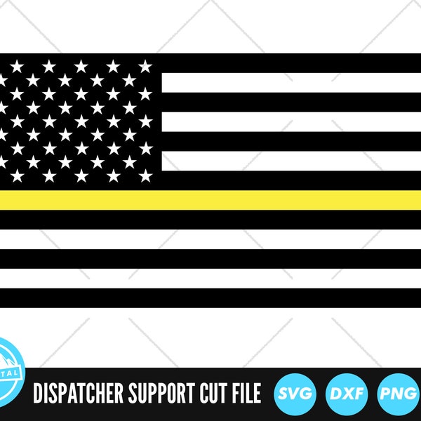 Dispatcher Yellow Line US Flag | United States of America Flag | Dispatcher Support | Svg | Png | Dxf | AI | Jpeg