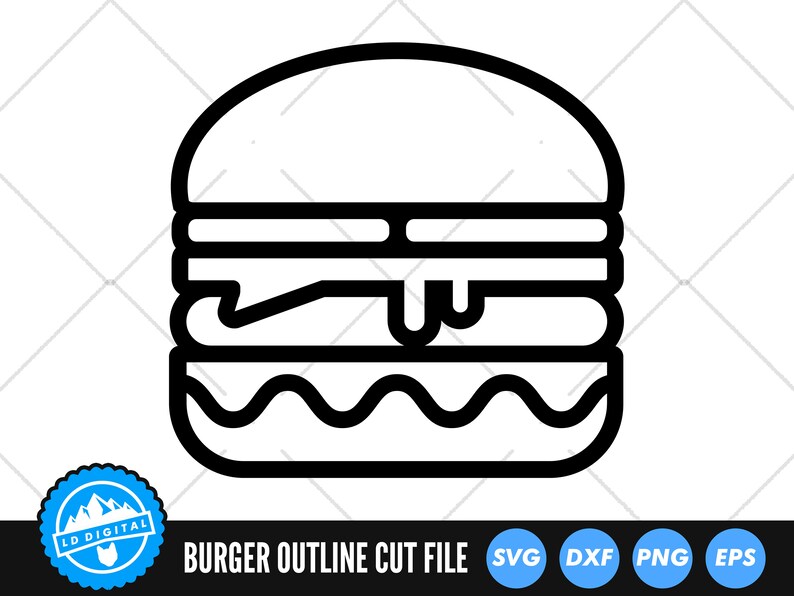 Burger Outline Cut Files Cheeseburger SVG Files CnC Files Fast Food