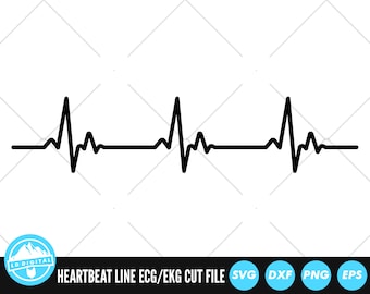 Heartbeat Line SVG Files | ECG EKG Cut Files | Healthcare Vector Files | Nurse Vector | Heartbeat Pulse Clip Art