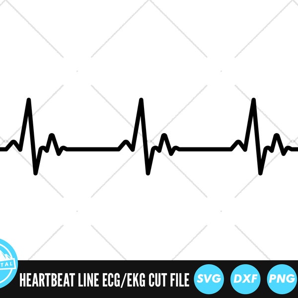 Heartbeat Line SVG Files | ECG EKG Cut Files | Healthcare Vector Files | Nurse Vector | Heartbeat Pulse Clip Art