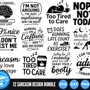 Sarcasm SVG Bundle, Funny Sarcastic Quotes, Sassy Sayings SVG, Sarcastic SVG Pack, Humor Svg Bundle, Sarcastic Cricut Files, Funny Cut Files