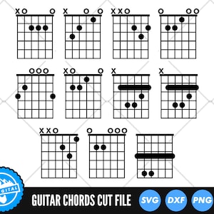 Guitar Chords Chart SVG Files | Music Chords Cut Files | Guitar Chords Vector Files | Guitar Vector | Guitar Chords Clip Art