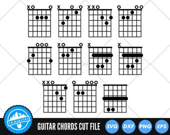 Guitar Chords Chart SVG Files | Music Chords Cut Files | Guitar Chords Vector Files | Guitar Vector | Guitar Chords Clip Art