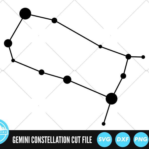 Gemini Zodiac Constellation SVG Files | Gemini Stars Cut Files | Horoscope Vector Files | Astrology Vector | Zodiac Star Sign Clip Art