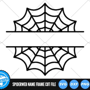 May include: A black and white split-style name frame with a spiderweb design. The frame is perfect for adding a spooky touch to your Halloween decor.