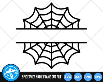 Spiderweb Split Name Frame SVG Files | Spider Web Monogram Cut Files | Halloween SVG Vector Files | Spider SVG Vector | Cobweb Clip Art