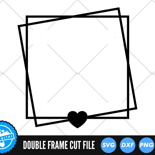 Double Frame SVG Files | Square Frame Cut Files | Square Heart SVG | Border Frame SVG | Square Basic Shape Clip Art