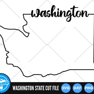 Overzicht van Washington met SVG-tekstbestanden | Washington gesneden bestanden | Vectorbestanden Verenigde Staten van Amerika | Washington-vector | Illustraties kaart WA