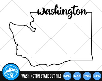 Washington Outline with Text SVG Files | Washington Cut Files | United States of America Vector Files | Washington Vector | WA Map Clip Art