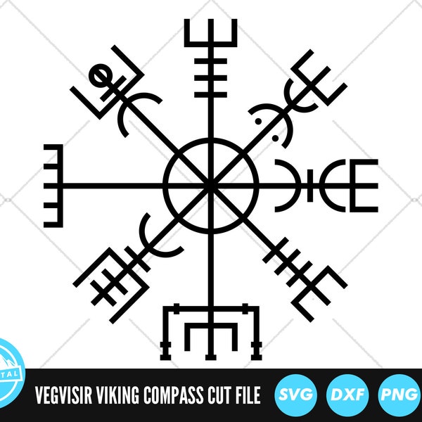 Vegvisir SVG Files | Viking Compass Cut Files | Viking Symbol Vector Files | Icelandic Magical Stave Vector | Norse Symbol Clip Art