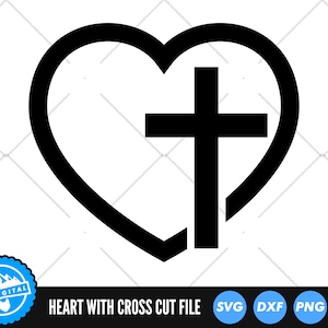 Christian Cross SVG Files | Cross Heart SVG Cut Files | Heart Cross Vector Files | Christian Cross Clip Art | CnC Files