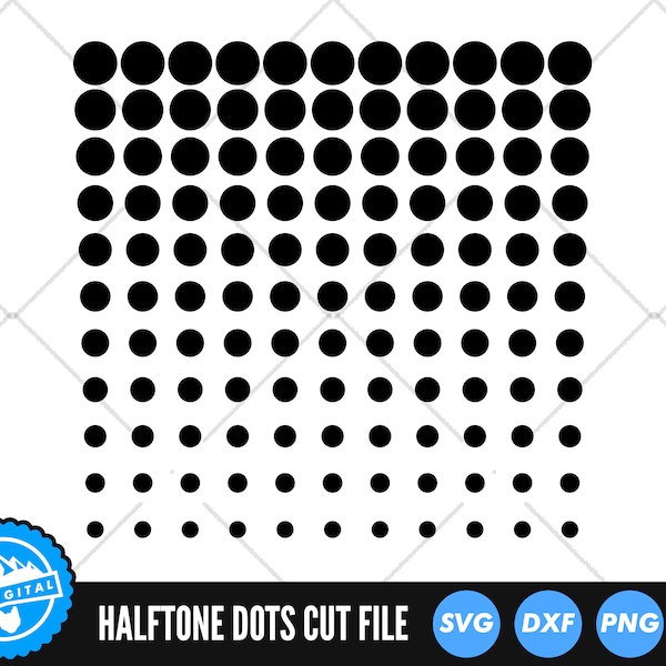 Halftone Puntos Patrón SVG Archivos / Cómic Punto Patrón Cortar Archivos / Patrón Punted SVG Vector Files / Polka Puntos Vector