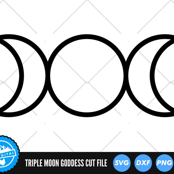 Triple Moon Goddess SVG Files | Wiccan SVG Cut Files | Pagan SVG Vector Files | Wicca Vector