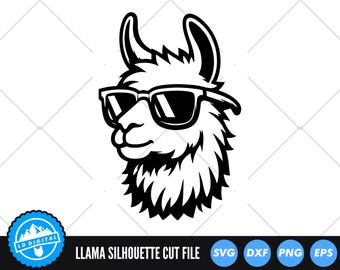 Llama SVG Files | Llama Sunglasses Cut Files | Animal Vector | Llama Silhouette SVG | Llama Face Clip Art | Llama Head SVG