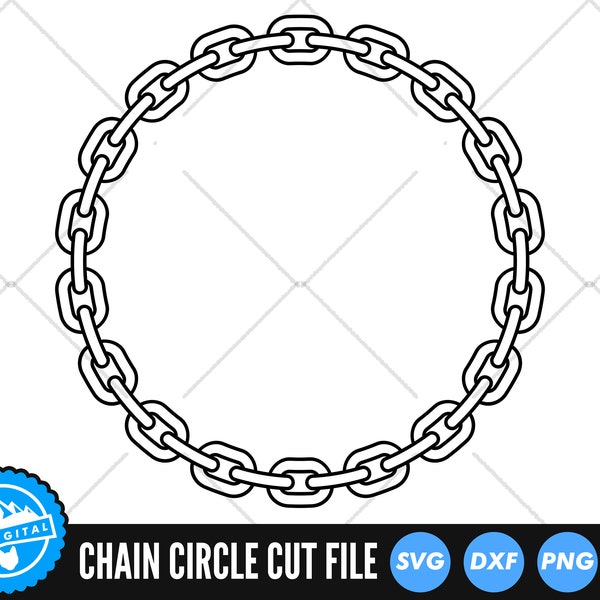 Chain Circle SVG Files | Chain Outline Cut Files | Chain Silhouette SVG Vector Files | Chain Vector | Chain Clip Art | CNC Files