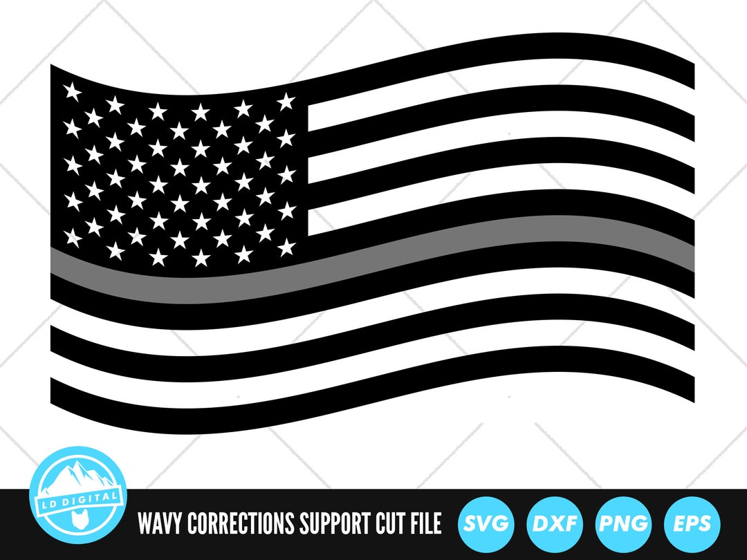 Waving Corrections Grey Line US Flag United States of America Flag ...