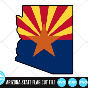 Arizona carte état contour drapeau fichiers SVG | Fichiers coupés du drapeau de l'Arizona | Drapeaux des États-Unis | Drapeau de l'Arizona | Clipart drapeau arizona