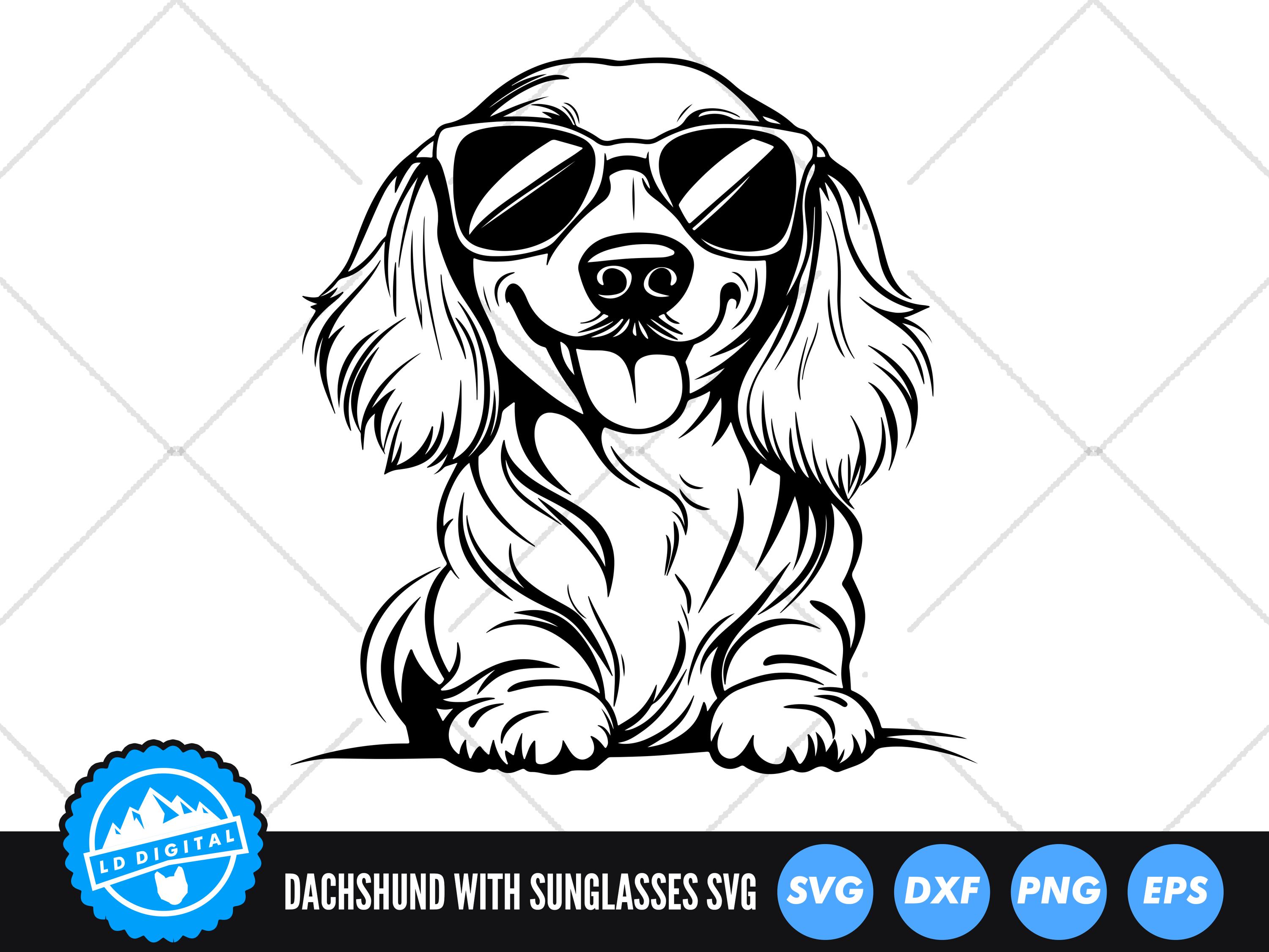 Dachshund With Sunglasses SVG Files | Sausage Dog Cut Files | Cute Dog ...