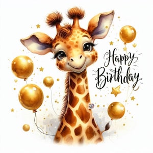 17 Jirafas en acuarela, Tarjetas de felicitación, Tarjetas para niños, Tarjetas de feliz cumpleaños, Impresión digital, JPG de alta calidad, Manualidades de papel, Revistas basura