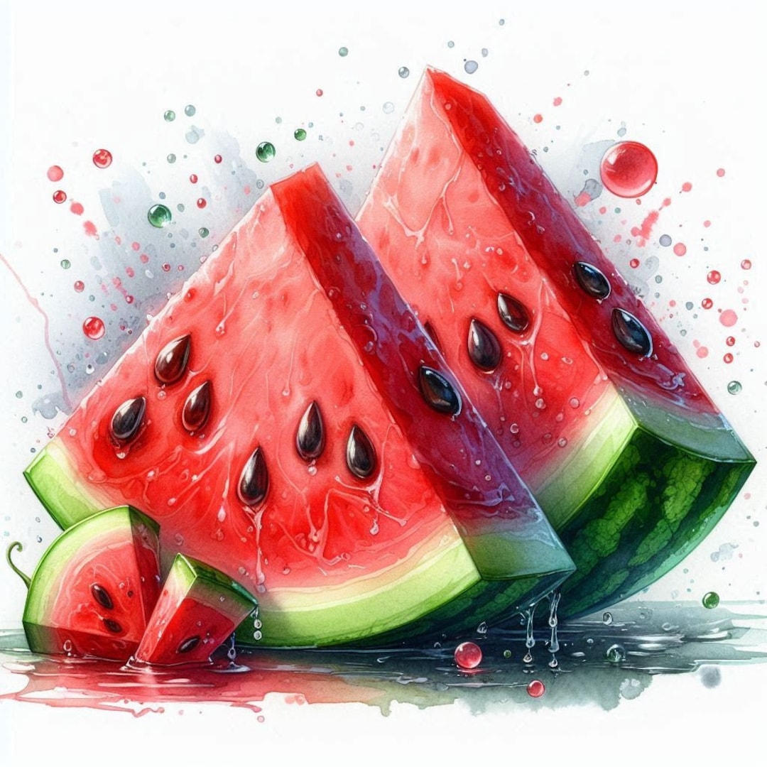 Watercolor Watermelon Clipart Highresolution Digital Print (JPG) Etsy