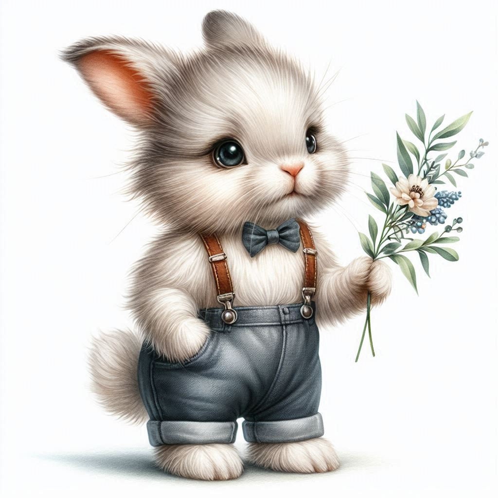 Watercolor Rabbit Clipart: Floral Bunny Art (digital Download) - Etsy