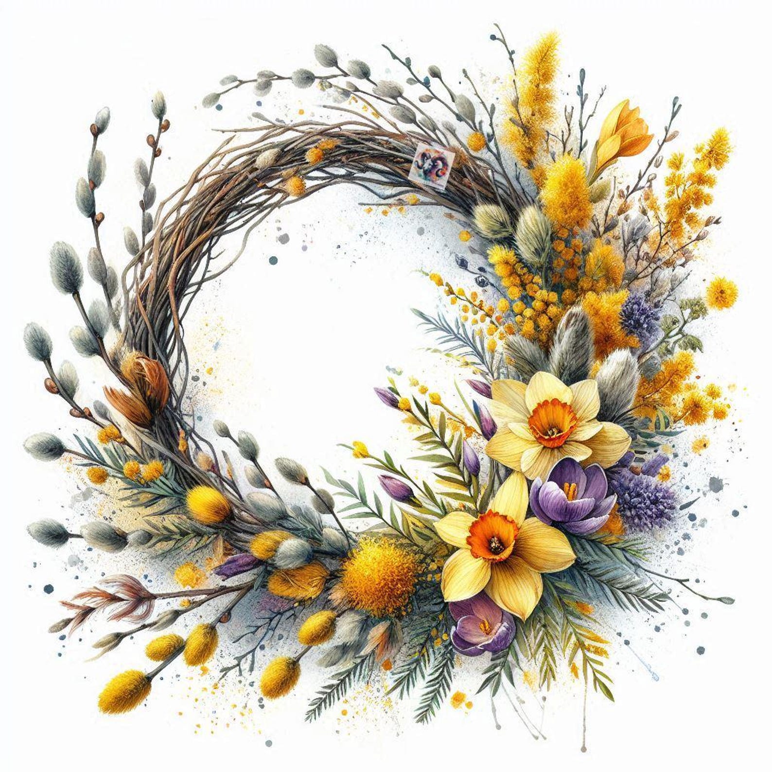 Watercolor Spring Flower Wreath Art (digital Print) - Etsy