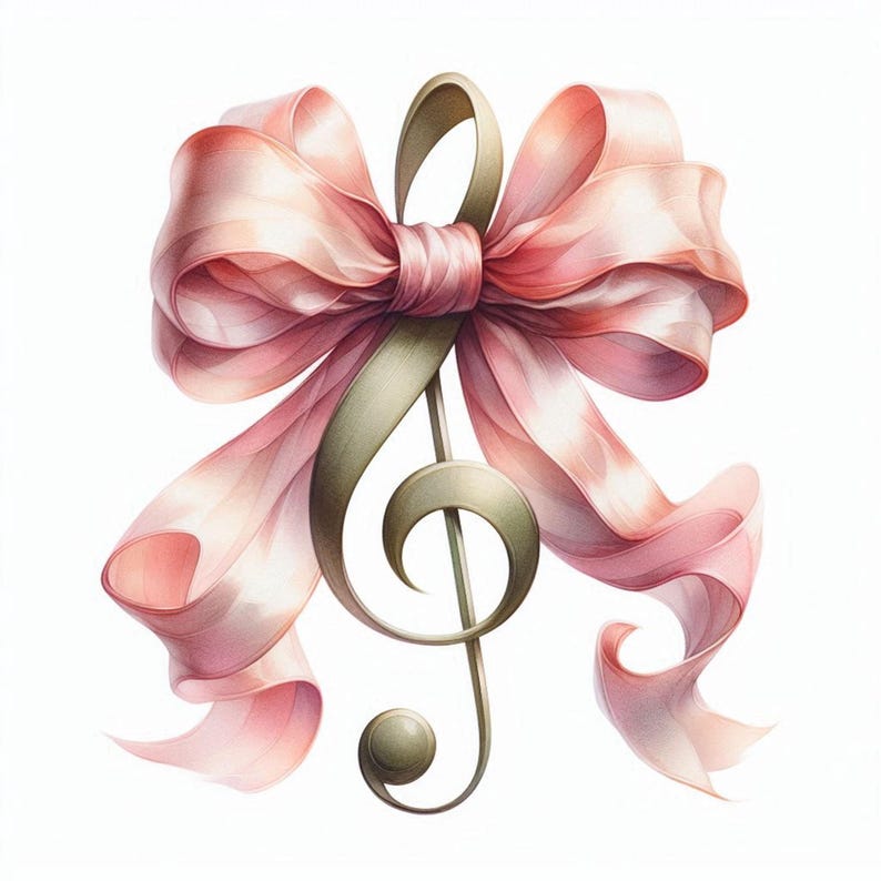 Trebl Ribbon 10 Watercolor Treble Clef Clip Art, JPG - Etsy