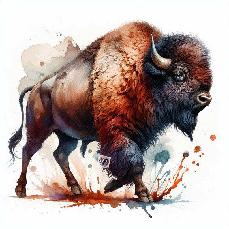 10 Watercolor Bison Clip Art Images,jpg - Etsy