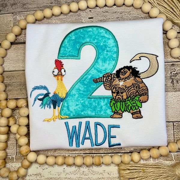 Moana inspired shirt, Maui and Hei Hei birthday shirt, CUSTOM BIRTHDAY SHIRT